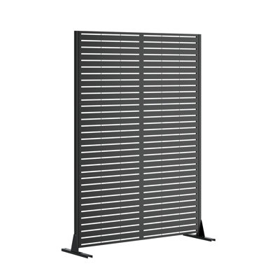 Écran d'intimité extérieur H 72 po x l 46 po, panneau de clôture en métal galvanisé avec base stable - Cloison décorative imperméable pour patio, terrasse, jardin, noir