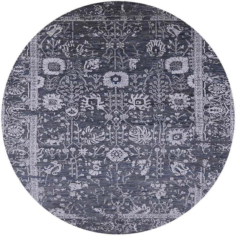 Tapis 100% moderne 2573 de style Mid-Century lavable à la machine, Rond 5 pi