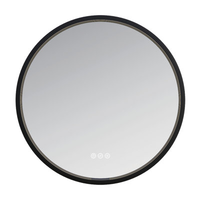 Kingston Brass Aurora 24-Inch Round LED Bathroom Mirror, Front and Back Light, Dimmable Touch Sensor Lighted Mirror
