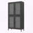 Classic Metal Storage Display Cabinet with Begonia Flower Tempered Glass-406229961