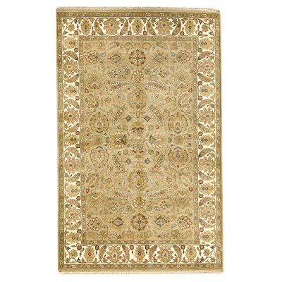 High-Quality Hand-Knotted Taupe And Cream Area Rug
