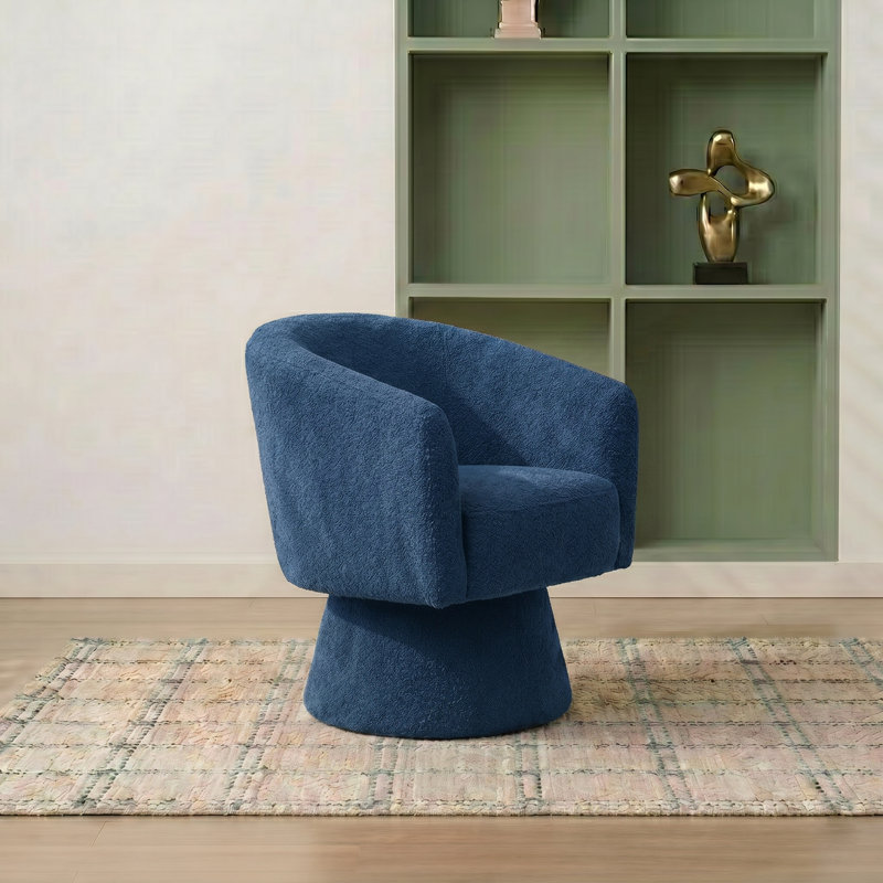 Caleigha Fabiola 27.9'' Swivel Barrel Chair, Polyester marine