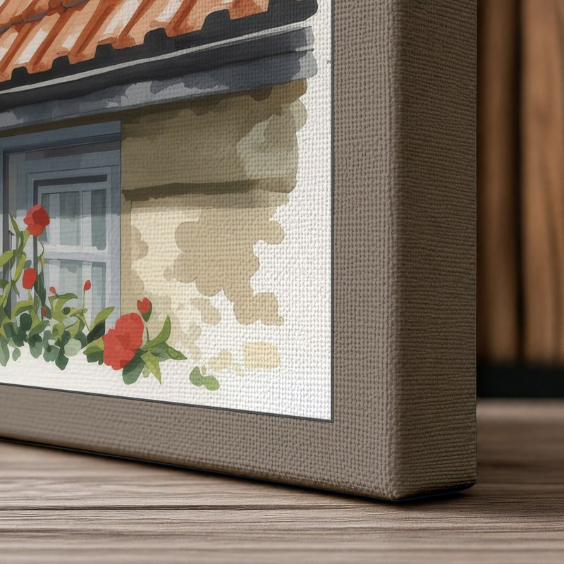 Monarch on Terracotta Botanical - Wrapped Canvas, 30x20 - 76.2 x 50.8 cm, Taupe Border
