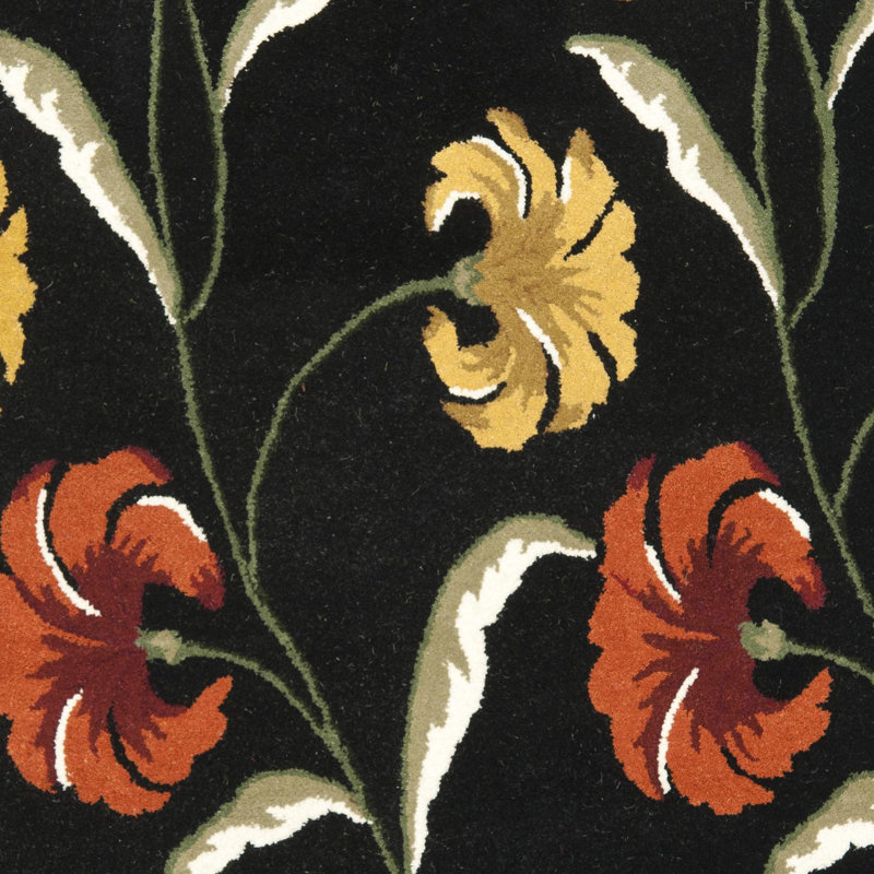 Avayah Soho Hand Tufted Wool And Viscose Floral Rug, Square 6'
