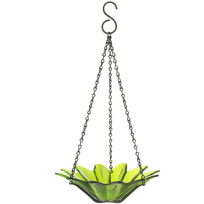 Mangeoire à oiseaux en verre recyclé Daisy - vert lime, Vert lime