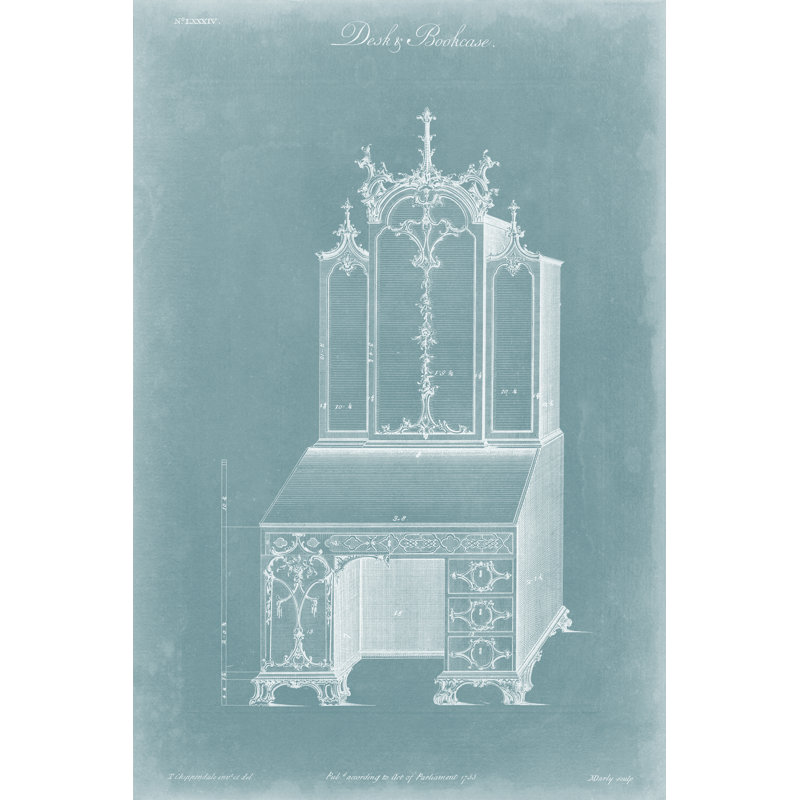 Chippendale Desk & Bookcase I by Thomas Chippendale - Wrapped Canvas Art Prints, 122cm H x 81cm W