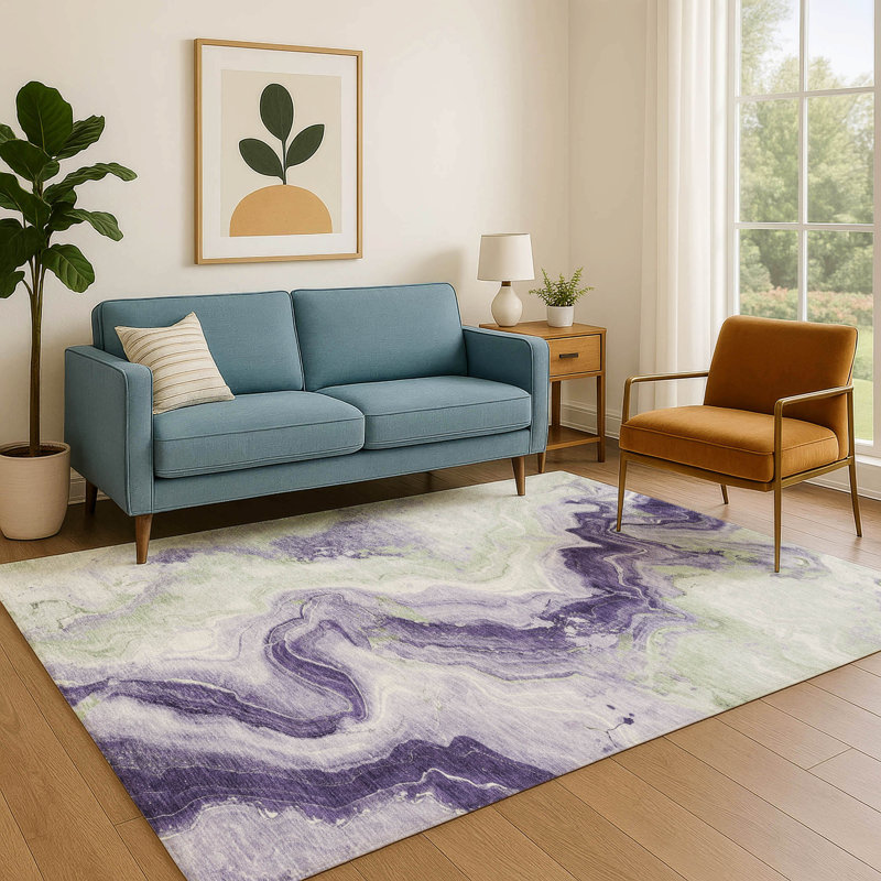 Premium Machine Washable Mayfield AMF1862 Swirls Rug, Rectangle 10' x 14'