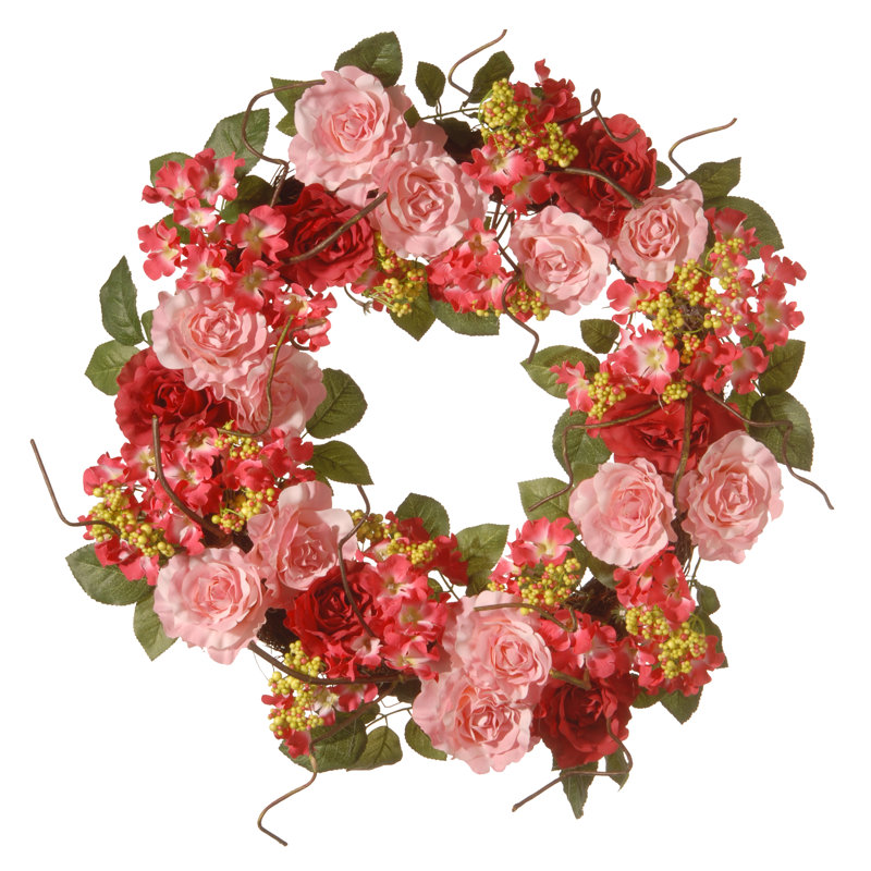 24" Pink Rose Wreath