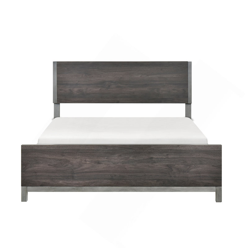 Mobilier de chambre pour grand lit, style moderne, gris brunâtre et argent antique