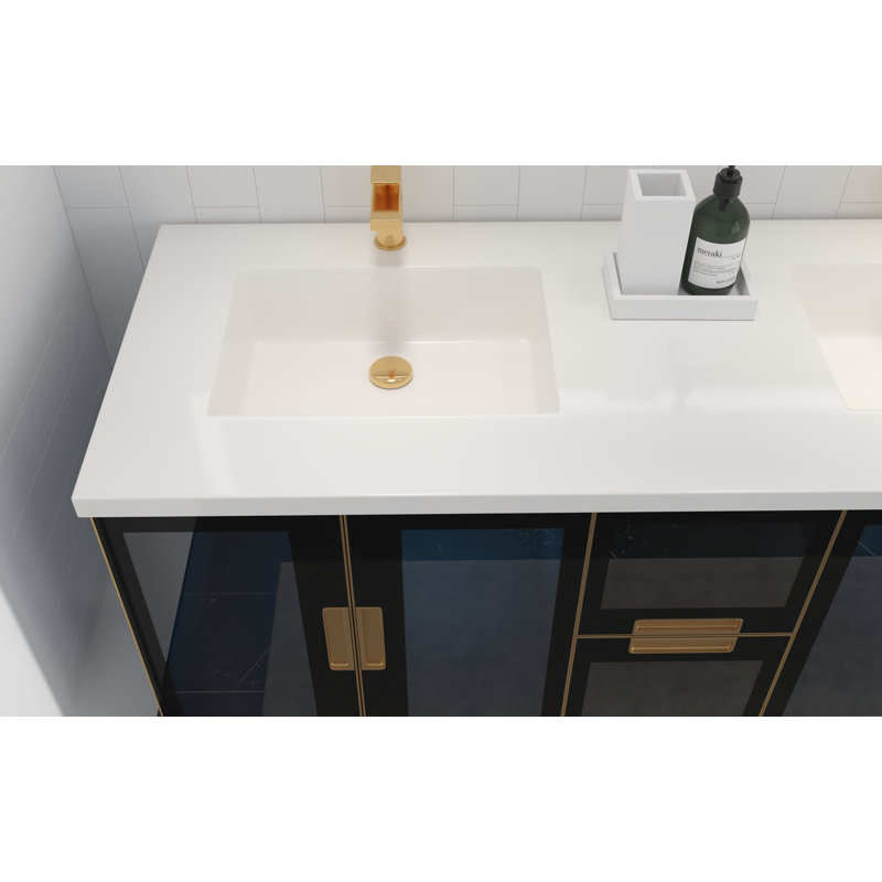 Swaneus 48'' Double Bathroom Vanity with Solid Surface Top