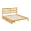 Lit en bois avec tête de lit en rotin et deux tiroirs de rangement-638978948
