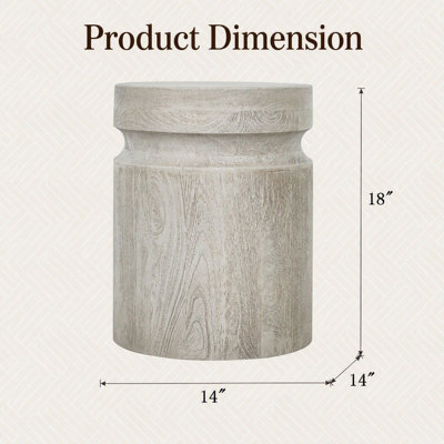 Table d'appoint cylindrique en bois crème D14 x 18 po
