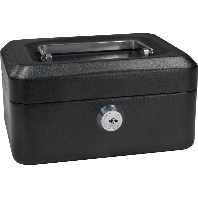 6" CASH BOX W KEY LOCK BLK
