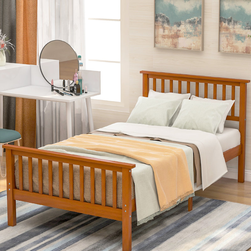 Lit plateforme en chêne avec tête de lit - Assemblage facile et surface en bois propre pour une expérience de sommeil stable et confortable