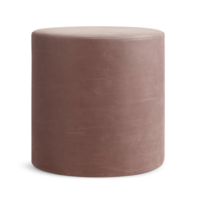 Bumper Upholstered Pouf, Oyster Genuine Leather