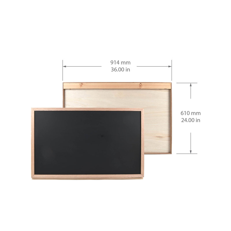 Natural Wood Wall-Mounted Murphy Desk with Chalkboard