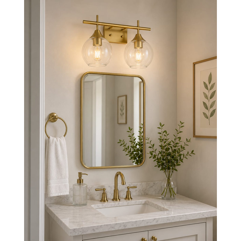 Éclairage pour salle de bain 2 lumières à intensité variable Leyburn, Doré mat