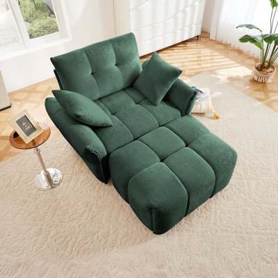 Ergonomic Single Seater Sofa With Ottoman, High-Resilience Support Cushions, Easy Assembly Modern Lounge Chair For Living Room, Office, Study,Green