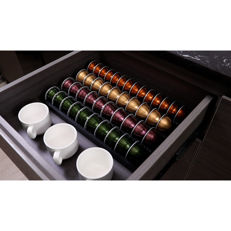 Black Plastic Coffee Pod Storage Holder Drawer Insert for Nespresso Vertuoline Capsules