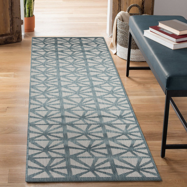George Oliver Jodilyn Tile Indoor/Outdoor Rug Aqua | Wayfair