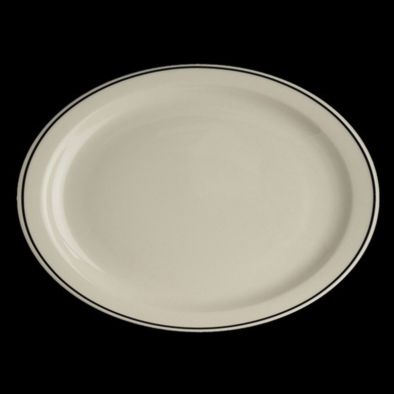 Plateau ovale à bord étroit noir, H 9 po x L 11,38 po x l 11,38 po