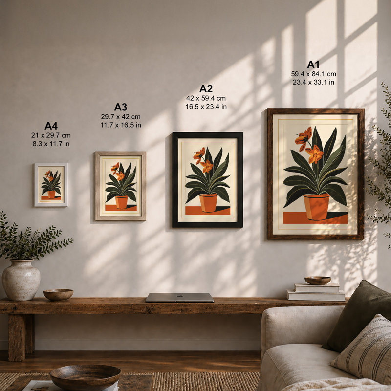 Potted Bloom Botanical - Framed Print, A2 - 59.4 x 42.0 cm, Black