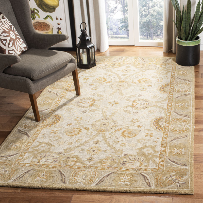 Tapis beige / brun clair en laine touffeté à la main Tingley, Rectangle 8 pi x 10 pi