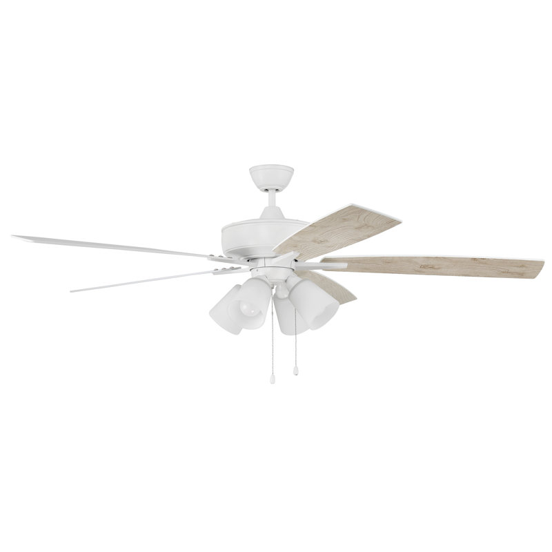 Lauresha 60'' Ceiling Fan with Light Kit, White/Beige