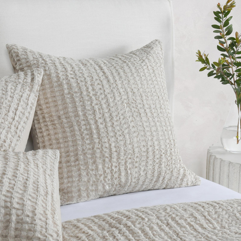 Colmar 4-Piece Linen Blend Quilt Set, Natural, King Quilt + 3 Euro Shams