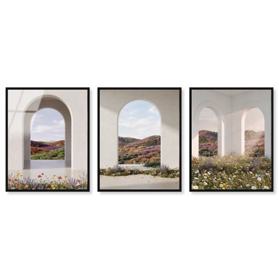 Paradise Arches Set High-Gloss Frameless Acrylic Glass Wall Art Architecture Print by Oliver Gal, Ready to Hang, 16 x 20