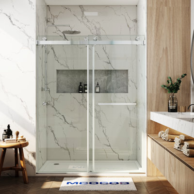 Opal Mirage MCOCOD 56-61" W x 72" H Double Sliding Frameless Smooth Sliding Shower Door with 3/8" Clear Glass