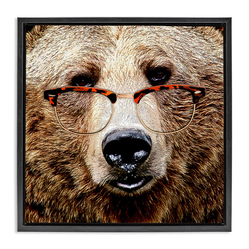 Grizzly avec lunettes, H 18 po x l 18 po, Noir