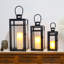 3pcs Black Metal Candle Lantern - Assorted Sizes (48/38/30cm High)