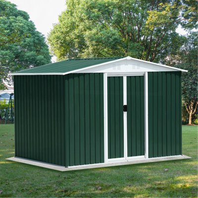Abri de jardin extérieur de 8 pi x 6 pi avec toit en alliage d'aluminium et porte coulissante