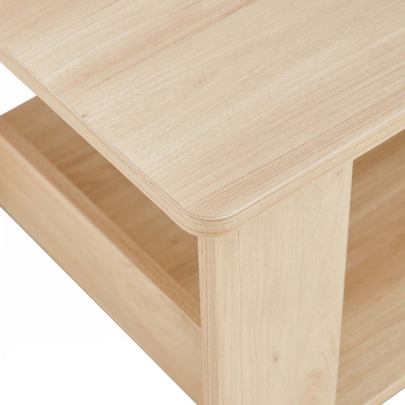 Bonni Rectangular Coffee Table with Storage Shelf, 16.5" H x 43.3" L x 21.6" W, Natural Wood