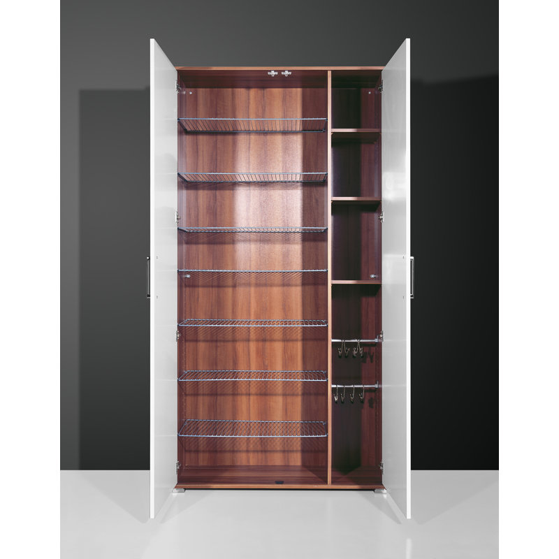 Scarpa 40 Pair Shoe Storage Cabinet, White/Walnut effect