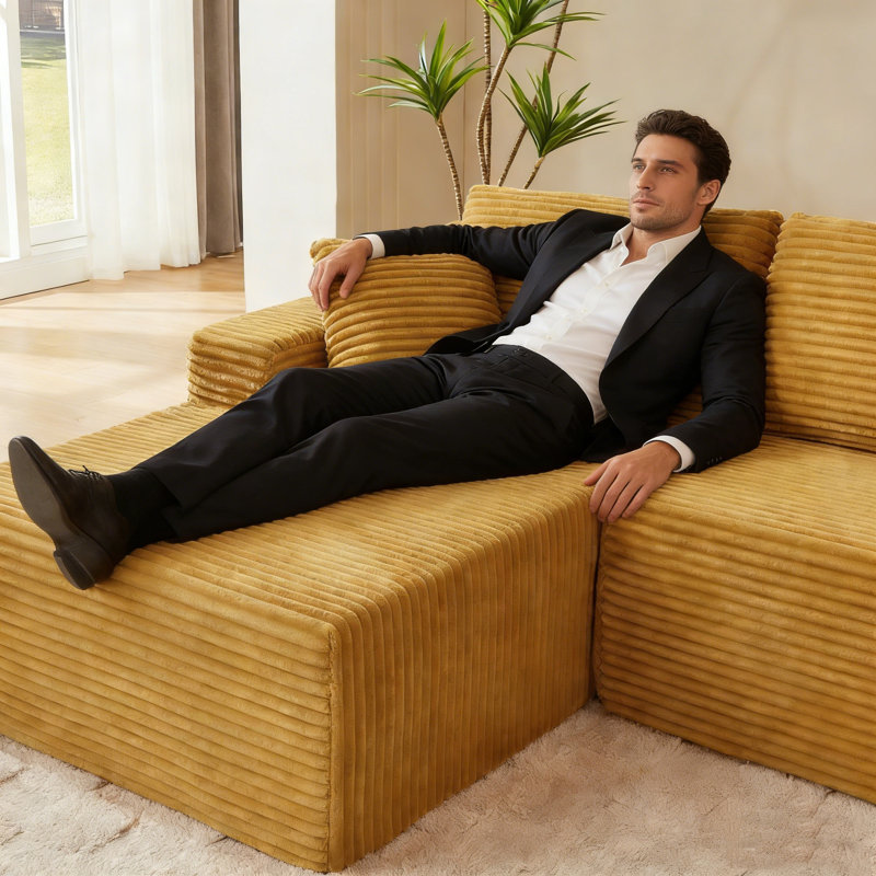 Canapé modulaire en L, Jaune