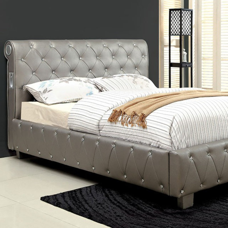 Murdoch Vegan Leather Bed, Full, Gray