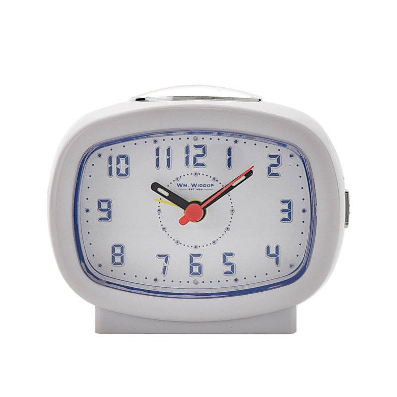 Analogue Quartz Movement / Crystal Alarm Tabletop Clock in White