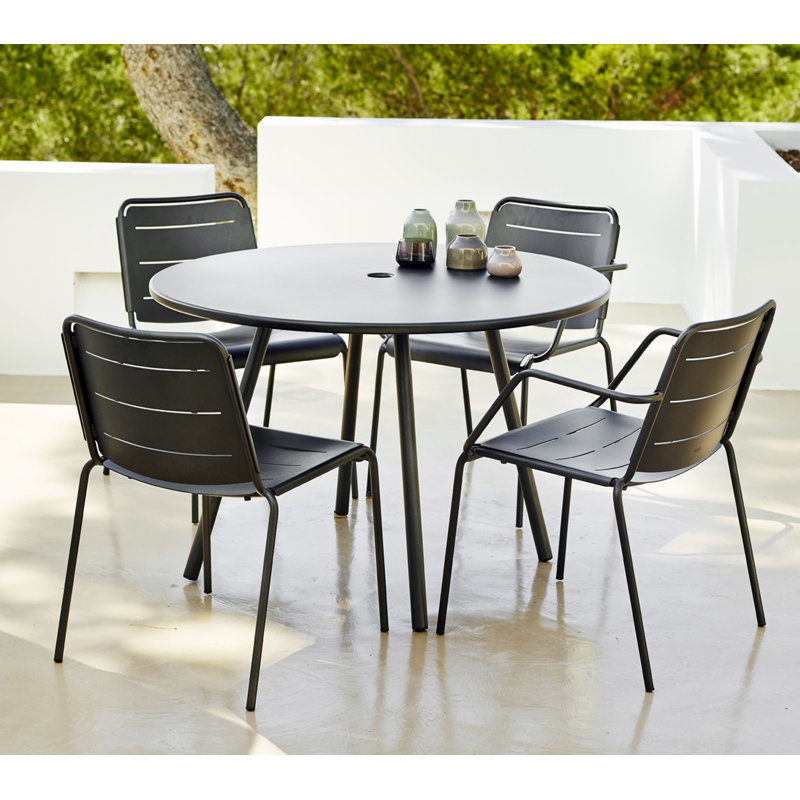 Area Outdoor Round Dining Table, Lava Gray