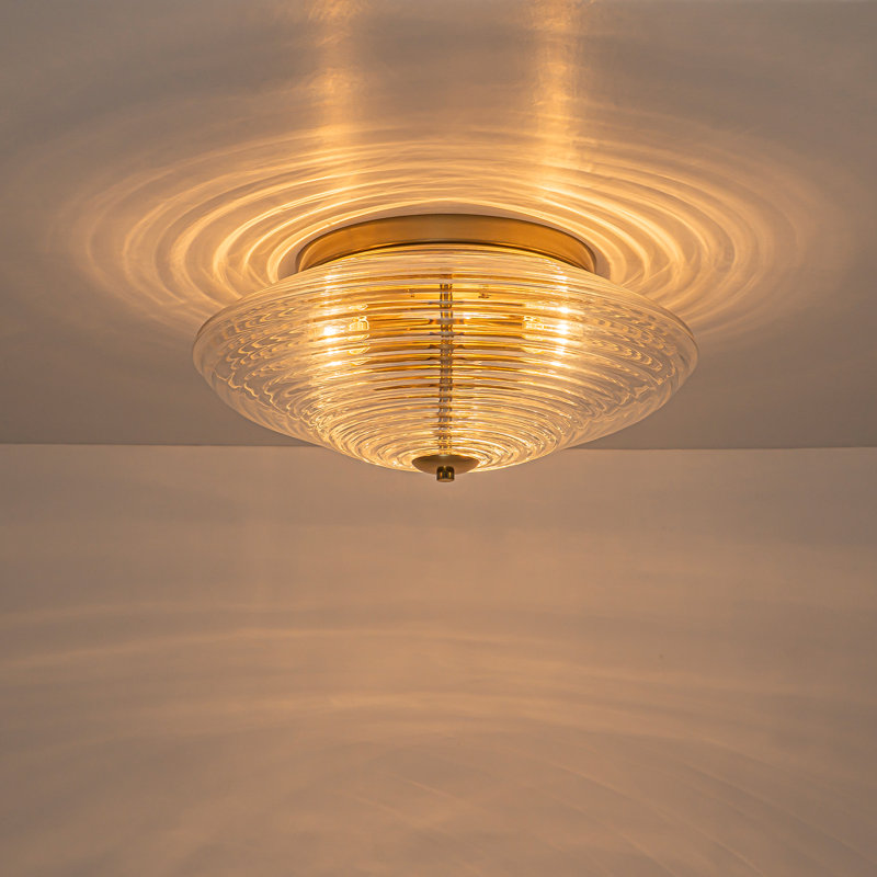 3-Light Ribbed Glass Flush Mount
