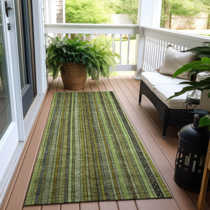 Tapis intérieur / extérieur vert Velatrix, 2'3" x 7'6"