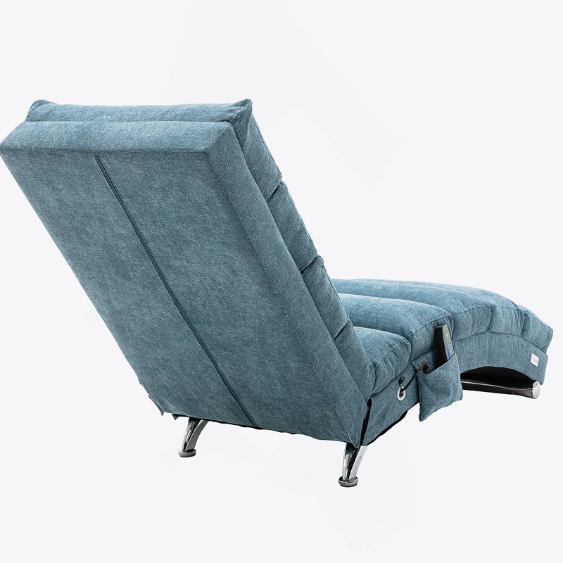 Chaise longue en lin, chaise longue moderne pour bureau ou salon, Bleu, Argent