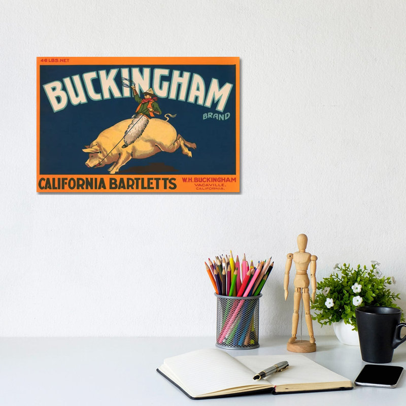 Buckingham California Bartletts Label Vintage Poster - Wrapped Canvas Print, 20.32 cm H x 30.48 cm W