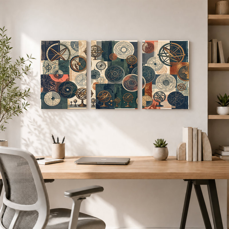 Ensemble de 3 artères rétro vintage sur toile, H 30 po x l 20 po x 3 pièces