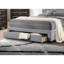 Lit simple moderne gris avec tête de lit à boutons et tiroir de rangement dans la teinte