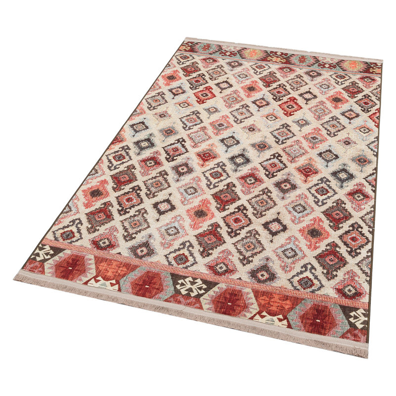 Tapis brun / rouge Mualla, Rectangle 3 pi 11 po x 5 pi 11 po