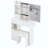 Small Size Left Drawer Desktop Vanity Table + Cushioned Stool, 2 AC+2 USB Power Station, Hair Dryer Bracket, Extra Large Touch Control Sliding LED Mirror, Tri-Color Switching, Brightness Adjust-1669419659