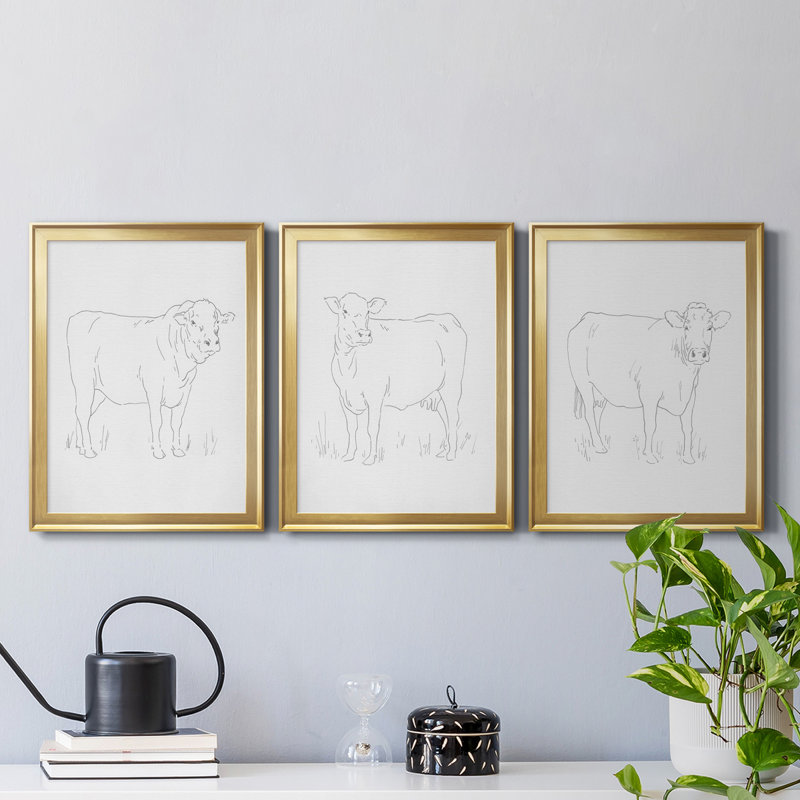 «Limousin bovins I», reproduction encadrée de qualité supérieure - prête à être accrochée, H 30,5 po x l 67,5 po x P 1 po
