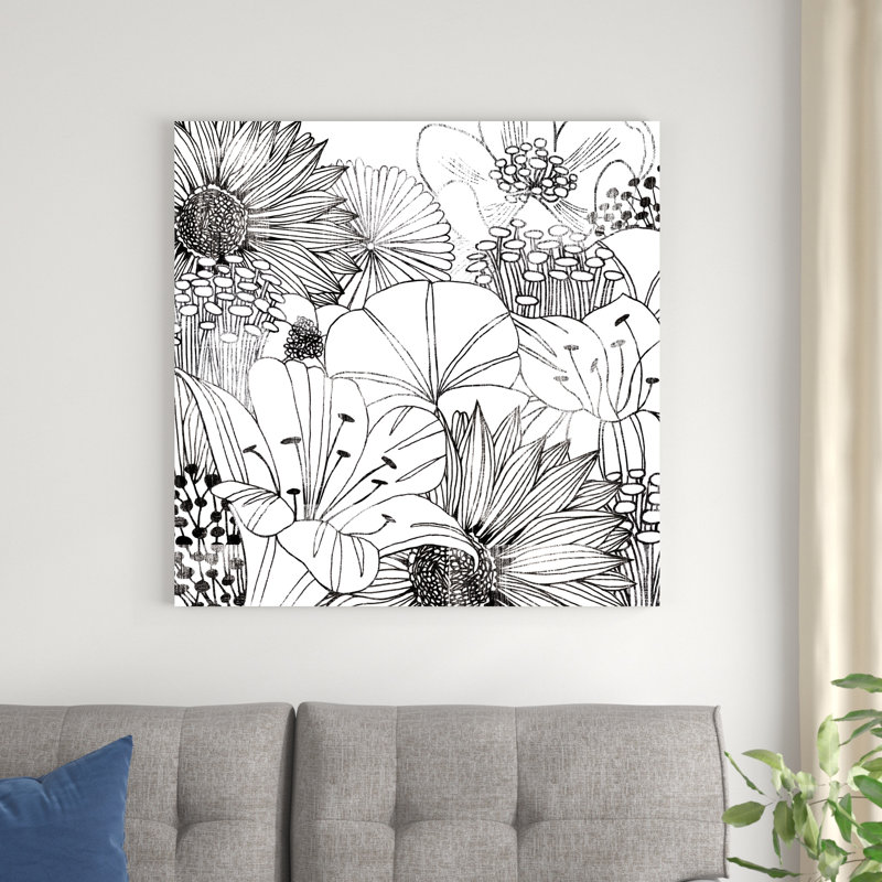 Jardin contemporain I noir et blanc, H 36 po x l 36 po x P 1,25 po